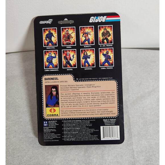 G. I. Joe Super 7 Reaction Figures Baroness 3.75" Figure New Sealed Hasbro 2021 - Picture 8 of 8